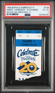 HOF Alexander Mogilny NHL Debut & 1st Goal 10/5/1989 Ticket Stub, PSA 4 - Picture 1 of 5