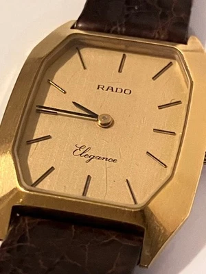 Reloj Pulsera Rado Hombre Elegancia Oro Octágono Marrón Trabajo Manual 501416 Foto 1 de 4