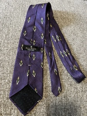 BILL BLASS Black Label Mens Silk Tie purple Gold tie - Image 1 of 2