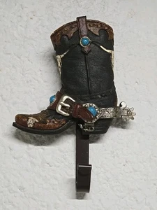 Appendiabiti cappello appendiabiti chiave acciaio resina metallo gancio parete stivale western rustico - Foto 1 di 18