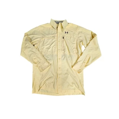 Men’s under armour heat heat long sleeve yellow button up small O26 - Image 1 of 3
