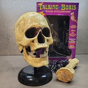 Talking Thru Boris Vtg Animated Skull Microphone Halloween Prop READ NEEDS WORK - Picture 1 of 18