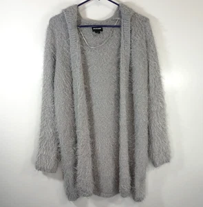 Joe Boxer Open Front Cardigan Hoodie Off White, Eyelash Sweater w/ Hood Large - Bild 1 von 10