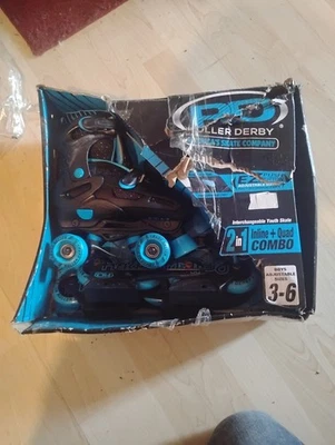 youth boys RD Roller Derby 2 in 1 Adjustable Inline-Quad Combo Skates (SIZE 3-6) - Image 1 of 4