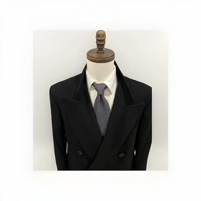 GORGEOUS MINT SAKS FIFTH AVENUE 100% CASHMERE BLACK TRENCH OVERCOAT 44-46R APPR - Image 1 of 4