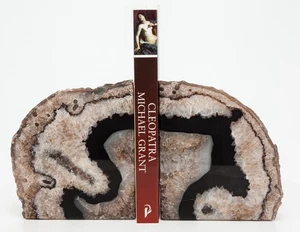 Agate Geode Bookends Half Slab Slice Crystal Quartz Decor 8.17 lbs. H2206 - Picture 1 of 12