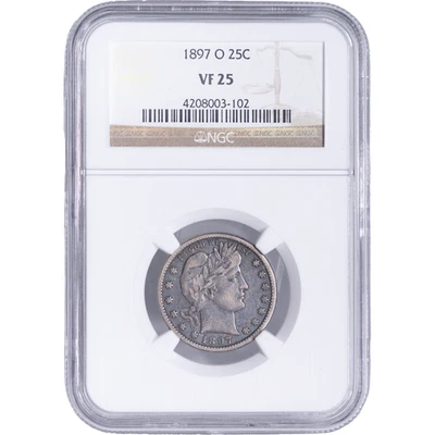 1897-O Barber Quarter Dollar NGC VF 25 - Image 1 of 2