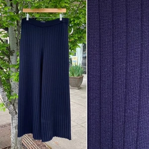 Pantalones acanalados ST. JOHN X-Large azul marino tejido pesado lana piernas anchas XL ¡NUEVOS sin etiquetas! - Imagen 1 de 9