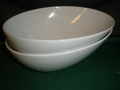 Everyday White Porcelain Lot of 2 Oval Slanted Shape Serving Vegetable Bowls - Image 1 of 4