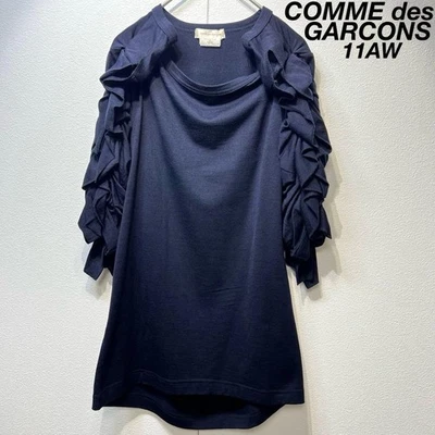 COMME DES GARCONS Japan 羊毛不对称褶边设计针织毛衣 — 第 1/4 张图片