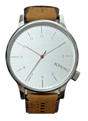 Reloj para hombre KOMONO esfera plateada correa de cuero marrón Foto 1 de 2