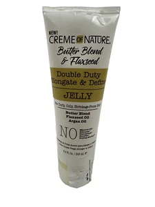 CREME OF NATURE BUTTER BLEND & FLAXSEED DOUBLE DUTY ELONGATE&DEFINE JELLY 8.4OZ - Picture 1 of 3