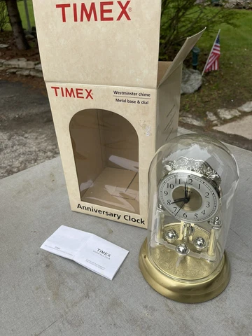 Vintage TIMEX Westminster Anniversary Glass Dome clock Pendulum  10” x 6” Cover