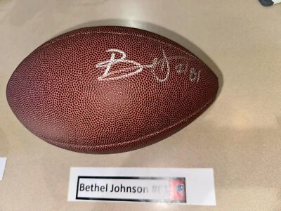 Autographed Bethel Johnson New England Patriots Replica "The DUKE" NFL Football - Image 1 of 2