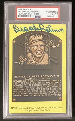 Brooks Robinson Signed Gold Plaque HOF Postcard Yellow Auto Baseball￼ PSA/DNA - Image 1 of 2