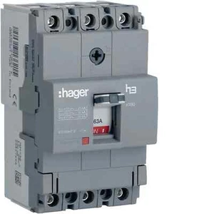HAGER HHA063Z Moulded Case Circuit Breaker h3 x160 TM FIX 3P3D 63A 25kA CTC - Picture 1 of 1