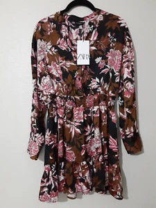 NWT Zara Floral Printed Fit and Flare Tiered Mini Dress in Multicolor Women's M - Picture 1 of 8