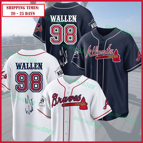 HOT - Wallen #98 Atlanta Baseball Braves Name & Number Baseball Shirt Fanmade Cover