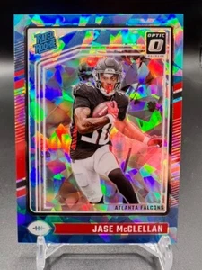 2024 Donruss Optic Jase McClellan Blue Cracked Ice Rated Rookie #6/15 Falcons - Bild 1 von 2