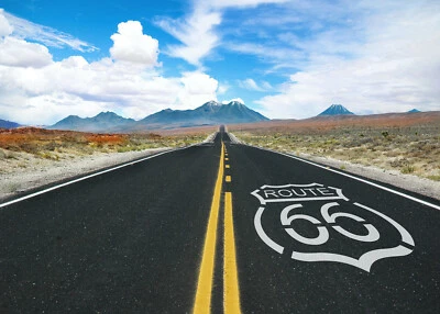 7x5ft Route 66 America West Landscape Clouds Sky Vinyl Backdrop Photo Background - Image 1 of 4