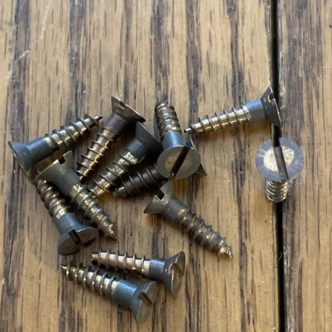 Antique Wood Screws Flat Head Slotted 6 X 5/8 Silcon Bronze American Made Toned Cover