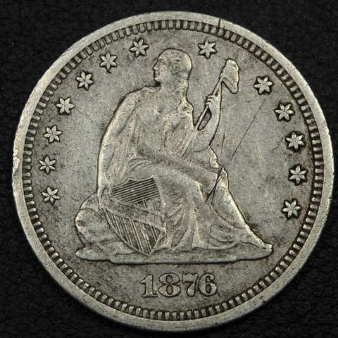 1876 CC Carson City Seated Liberty Silver Quarter - Scratch Cover