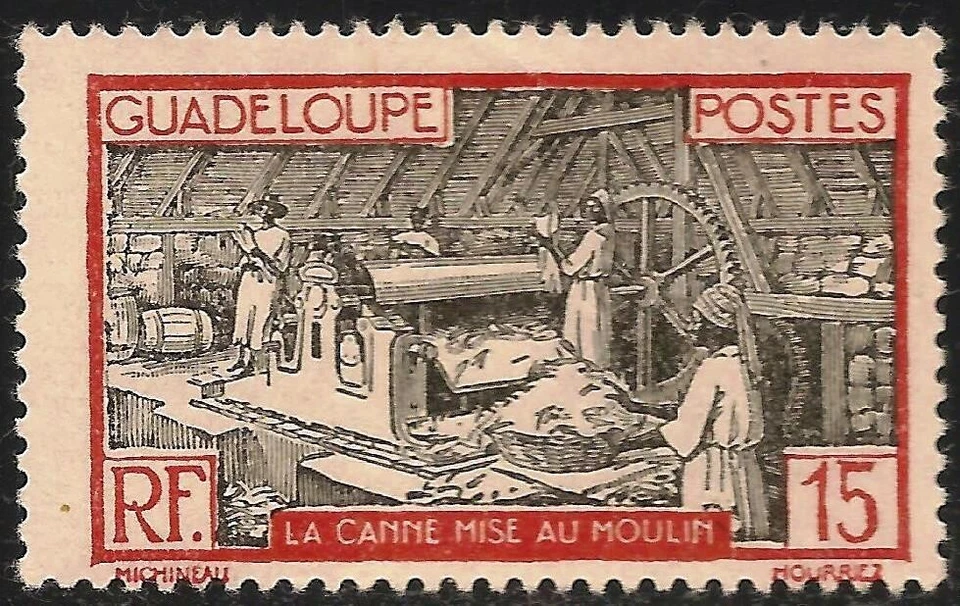Guadeloupe #102 (A11) FVF MLH - 1928-40 15c Sugar Mill - Image 1 of 1