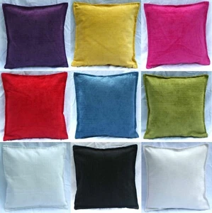 Kissenbezug Uni Chenille weiß schwarz creme rosa türkis limettengelb orange rot  - Bild 1 von 11