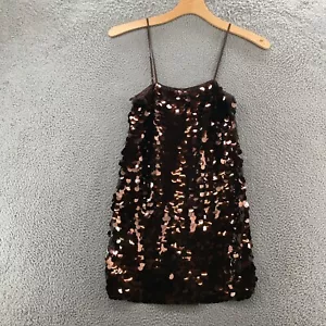 Un nuovo giorno mini abito donna S marrone paillettes spalline pull over casual NUOVO - Foto 1 di 19