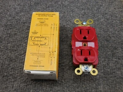 New Unused Hubbell HBL5262R Duplex Receptacle Red - Image 1 of 4