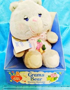 GRAMS BEAR CARE BEARS - ABUELA 1983 Vintage Peluche Gris 15” Kenner - EN CAJA - Imagen 1 de 8