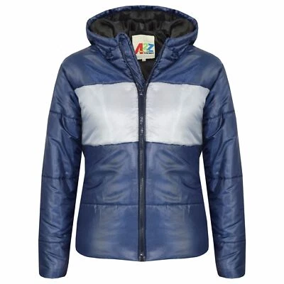 A2Z 4 KIDS® Kinder Jungen Mädchen Kontrast Panel Marine Jacken Kapuze Wattiert Gesteppt Warm Mäntel