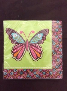 Hippie Chick Butterfly Party Supplies Lunch Napkins 16ct. - Bild 1 von 1