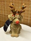 NEXT Charlie Cockapoo Dog Christmas Ornament Rudolph Reindeer Red Nose Antlers