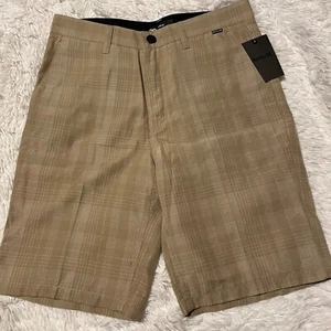 Hurley Mens Size 29 Brown Plaid Shorts 9.5" Inseam NWT - Picture 1 of 4