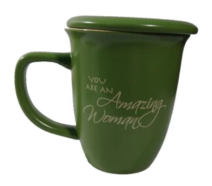 ABBEY PRESS Green Coffee Tea Mug W/Lid "You Are An Amazing Woman" Proverbs 31:29 - Picture 1 of 5