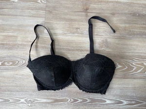 John Lewis Bra Black T-Shirt Under-Wired Multi Way Strapless Lace 32F - Picture 1 of 9