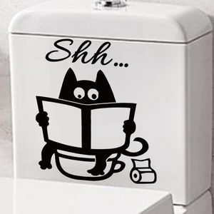 Removable Toilet Wall Sticker Shh... Bathroom Door Decals Funny Home Decals - Picture 1 of 9