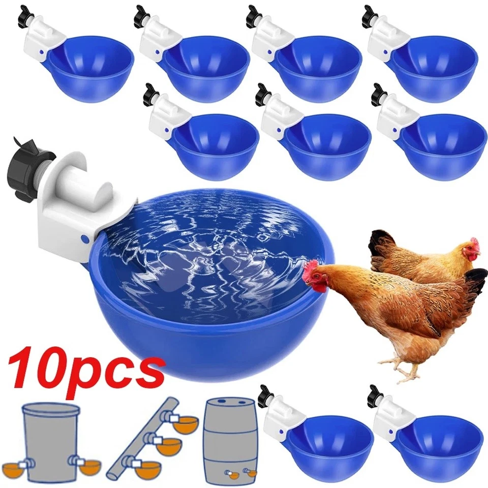 10 Stück automatische Hühnertränke, Hühnerwasser-Futterspender, Coop-Geflügel-Wa - Bild 1 von 4