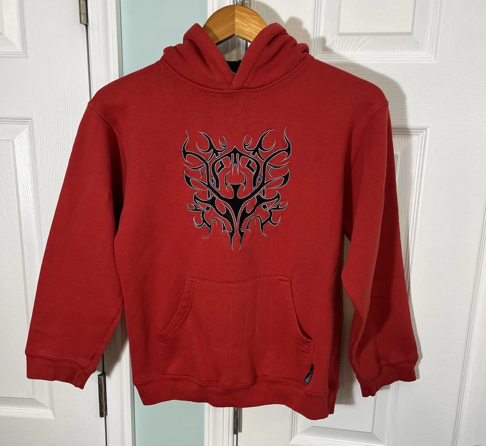 Sudadera con Capucha Silver Point Juvenil Mediana Roja Pullover Tribal Y2K Patinador Sudadera Foto 1 de 4