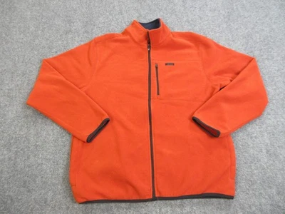 IZOD Jacket Mens Medium Orange Fleece Full Zip Mock Neck Black Trim Chest Pocket - Image 1 of 4