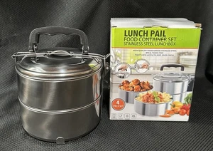 Edelstahl 2 Ebenen Träger Mittagessen Eimer Lebensmittel Behälter BPA & Toxinfrei - Bild 1 von 11