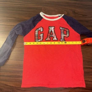 Boys Gap Long Sleeve Shirt With Logo Red And Navy Xl Y2K - Picture 1 of 4