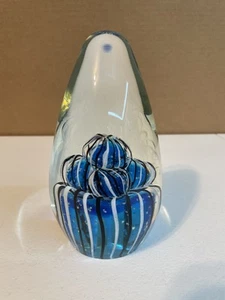 Glaskunst GROß Blau/Schwarz Ei Briefbeschwerer 5 Zoll Höhe - Bild 1 von 8