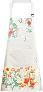 Blumenschürzen mit Tasche Blühend Damen Wasserdicht Schürze Verstellbarer Hals Lang - Bild 1 von 5