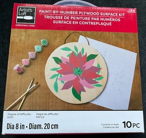 Artist's Loft Paint by Number Plywood Surface Kit Christmas Flower NEW - Picture 1 of 2