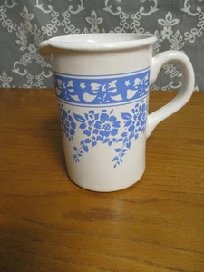 White with Blue Flowers Pitcher - 6" tall - Picture 1 of 9