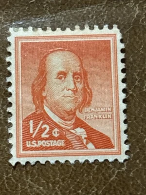 US Scott # 1030, Benjamin Franklin, Liberty Issue, 1954 1/2¢ Stamp - Image 1 of 4