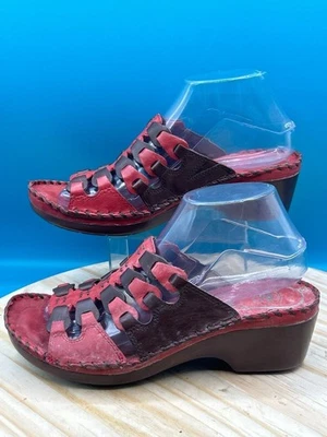 Ariat Wedge Slide Sandal Women's Sz 8.5M Red Brown Leather Slip On Comfort - Image 1 of 4
