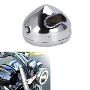 5.75" Headlight Housing Light Bulb Bucket Chrome Fits For Harley Honda Cruisers - Picture 1 of 12